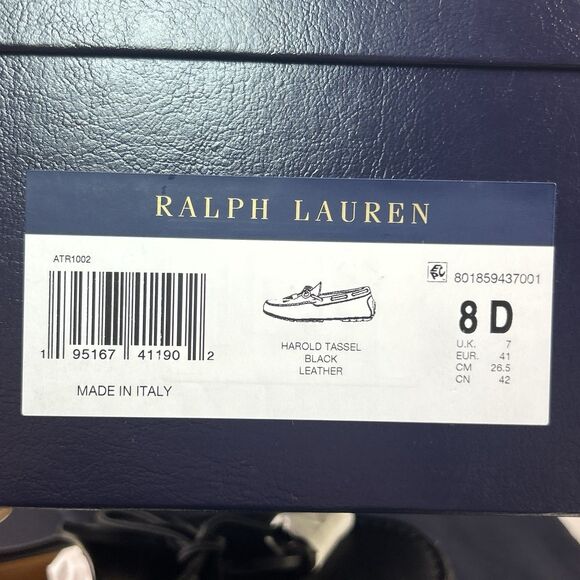 Ralph Lauren Purple Label Harold Tassel Loafer Men 8 Black Leather Shoes NIB main image 2
